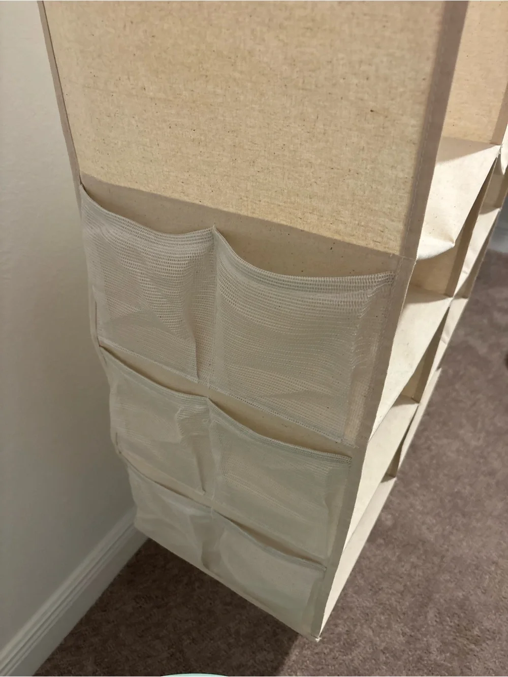 Canvas Hanging Closet Organizer – Cream 8-Shelf Storage